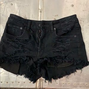 Black denim shorts